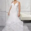 Mori Lee 3322 Carmela Flounce Skirt V-Neck Plus Size Wedding Dress