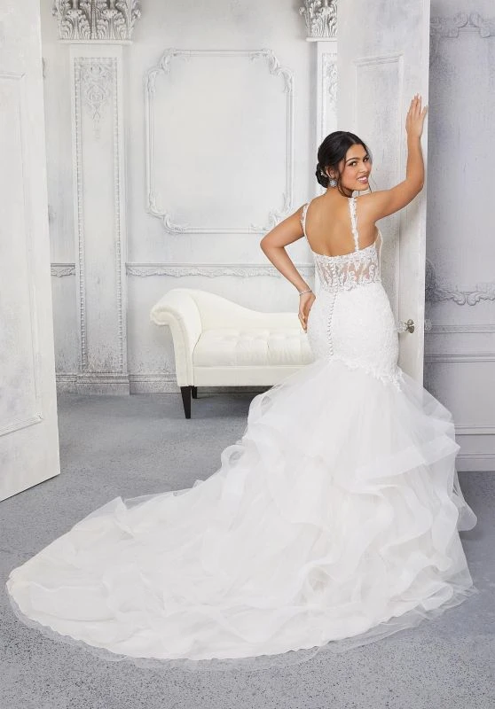 Mori Lee 3322C Carmela Corset Back V-Neck Plus Size Wedding Dress - Image 3