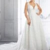 Mori Lee 3327 Carla Floral Embroidered V-Neck Plus Size Bridal Dress