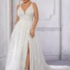 Mori Lee 3330 Clementina Slit Skirt Open Back Plus Size Wedding Dress