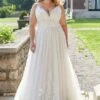 Mori Lee 3341 Evanna Illusion Back Sparkly Plus Size Wedding Dress