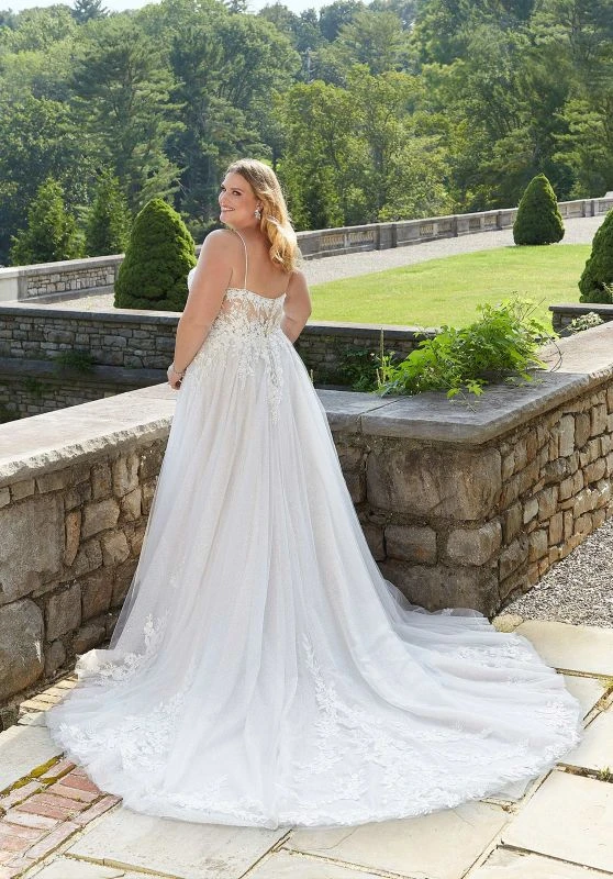 Mori Lee 3341 Evanna Illusion Back Sparkly Plus Size Wedding Dress - Image 3