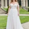Mori Lee 3342 Elysia Off The Shoulder A-line Plus Size Wedding Dress