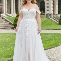Mori Lee 3342 Elysia Off The Shoulder A-line Plus Size Wedding Dress