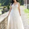 Mori Lee 3349 Erica Scoop Back V-Neck Plus Size Bridal Dress