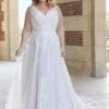 Mori Lee 3353 Elena Ruched Bodice Scoop Back Plus Size Wedding Dress