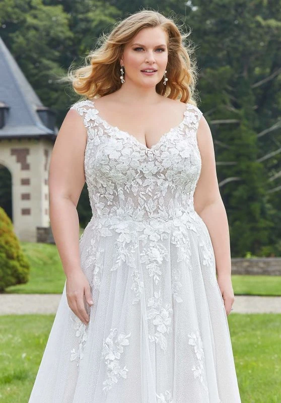 Mori Lee 3354 Emberly Removable Sleeve Sparkly Plus Size Wedding Dress - Image 2