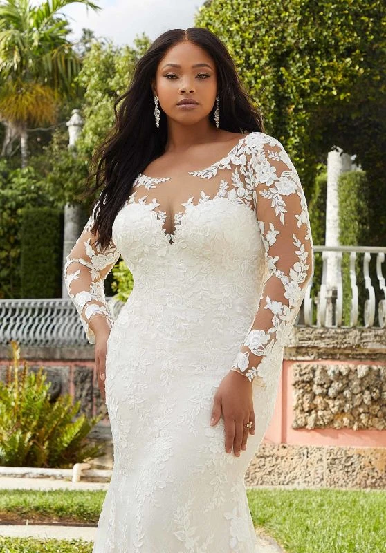 Mori Lee 3362 Gillian Petal Train Scoop Neck Plus Size Wedding Dress - Image 2