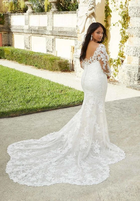 Mori Lee 3362 Gillian Petal Train Scoop Neck Plus Size Wedding Dress - Image 3