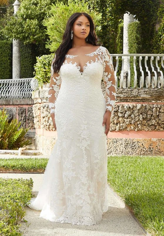 Mori Lee 3362 Gillian Petal Train Scoop Neck Plus Size Wedding Dress - Image 4