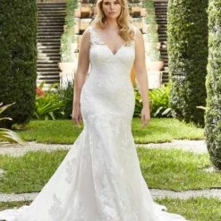 Mori Lee 3367 Gracie Petal Train Illusion Back Plus Size Bridal Dress
