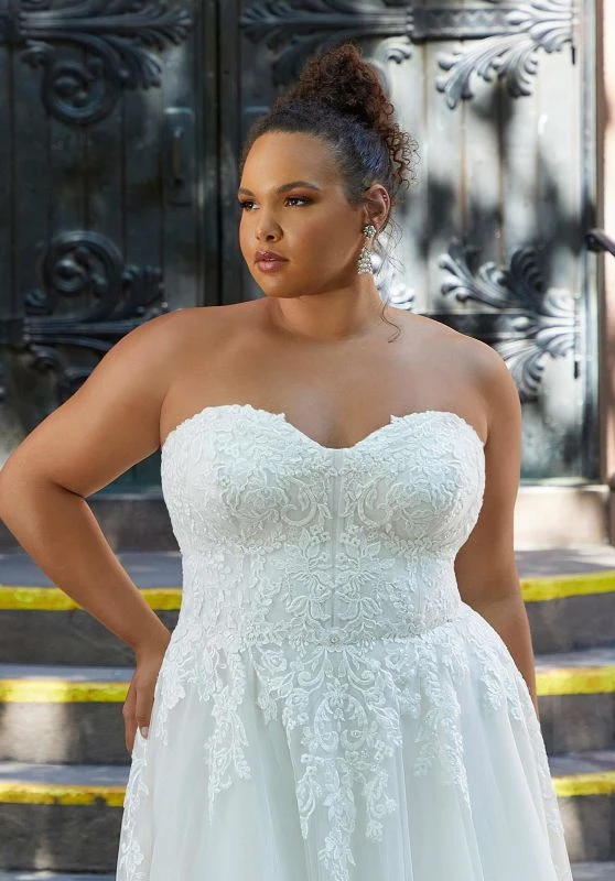 Mori Lee 3371 Hayden Sweetheart Neck A-line Plus Size Wedding Dress - Image 4