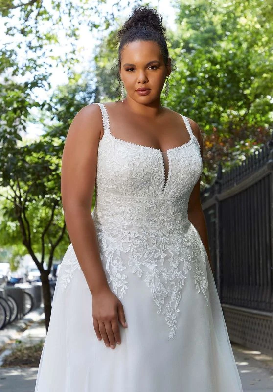 Mori Lee 3373 Hannah Scoop Neckline Low Back Plus Size Wedding Dress - Image 2