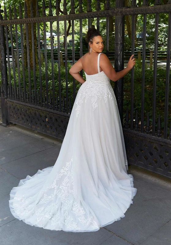 Mori Lee 3373 Hannah Scoop Neckline Low Back Plus Size Wedding Dress - Image 3