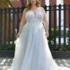 Mori Lee 3379 Hunter Open Back Spaghetti Strap Plus Size Bridal Dress
