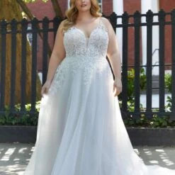 Mori Lee 3379 Hunter Open Back Spaghetti Strap Plus Size Bridal Dress
