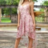Saskia HIGH LOW Dress - Embroidery Rose