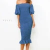 Skyla Shirred Midi Dress - Navy