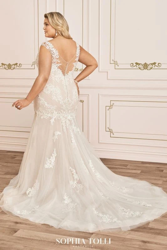 Sophia Tolli Y12027LS Tiarn Sheer Back Plus Size Bridal Dress - Image 2
