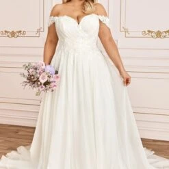 Sophia Tolli Y12028LS Esther Off The Shoulder Plus Size Bridal Dress