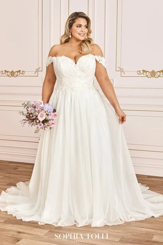 Sophia Tolli Y12028LS Esther Off The Shoulder Plus Size Bridal Dress