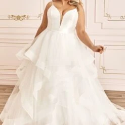 Sophia Tolli Y12029LS Caterina Flounce Skirt Plus Size Bridal Dress