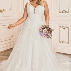 Sophia Tolli Y12035LS Chiara Illusion Strap Plus Size Wedding Dress
