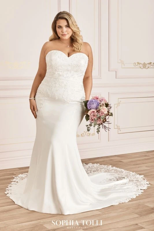Sophia Tolli Y12036LS Pippa Lace Train Plus Size Wedding Dress