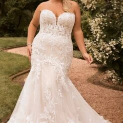 Sophia Tolli Y22176 Michaela Strapless Glitter Plus Size Bridal Dress