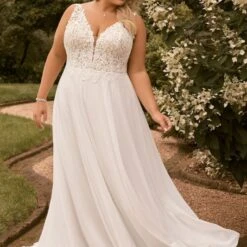 Sophia Tolli Y22178 Luella Plunging Neckline Plus Size Bridal Dress