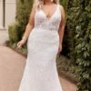 Sophia Tolli Y22272HB Frankie Scalloped Train V-Neck Wedding Dress