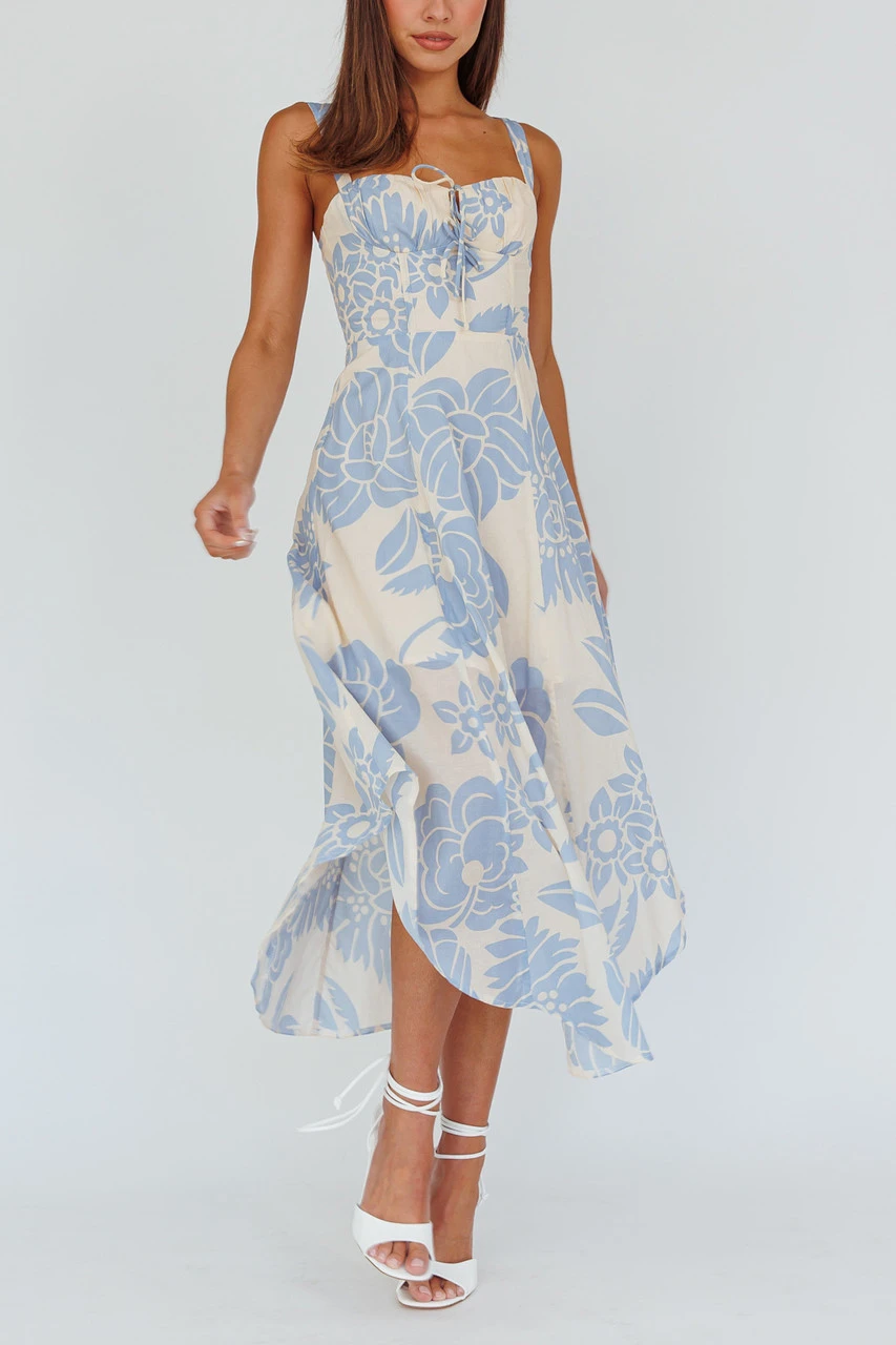 Nantucket Midi Dress - Blue Floral