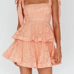 Velma Mini Lace Dress - Apricot