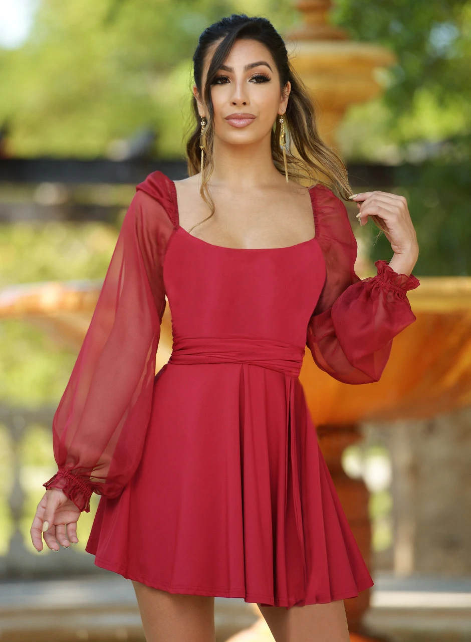 Vera Two Way Mini Dress - Deep Red - Image 6